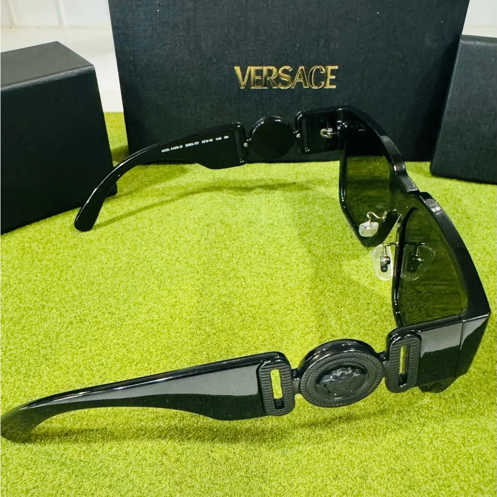 Versace Black Rectangular Sunglasses - Picture 7 of 11